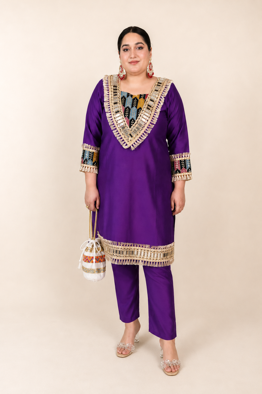 Plus Size Heavy Mirror Work Co-ord Set
