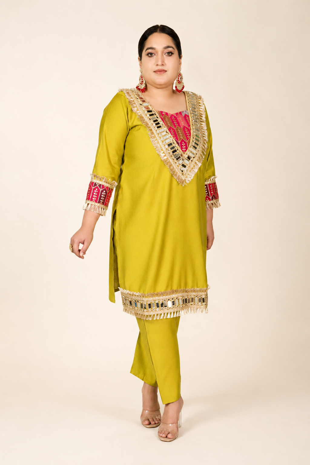 Plus Size Heavy Mirror Work Co-ord Set