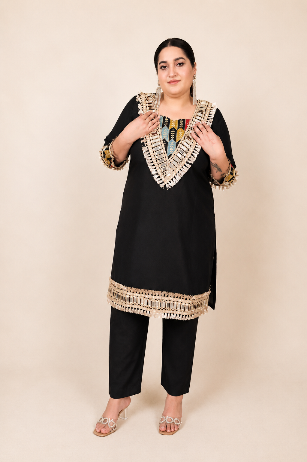 Plus Size Heavy Mirror Work Co-ord Set