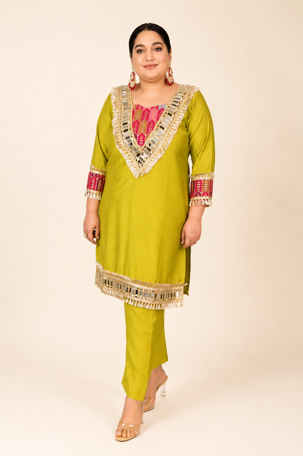 Plus Size Heavy Mirror Work Co-ord Set