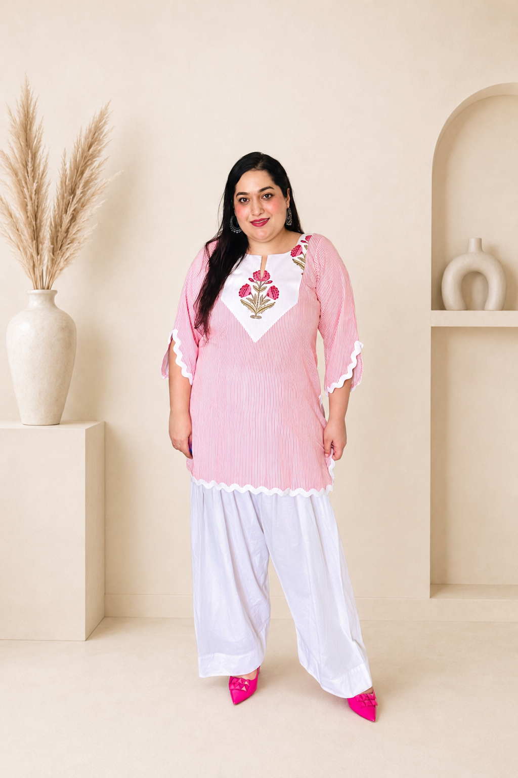 Gulabi Leher Cotton Farshi Suit 🌸