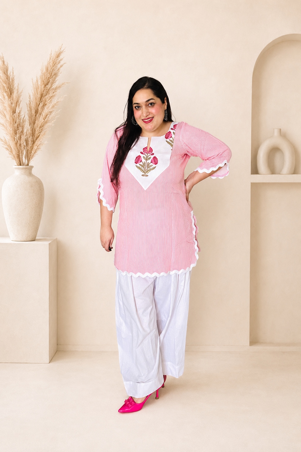 Gulabi Leher Cotton Farshi Suit 🌸