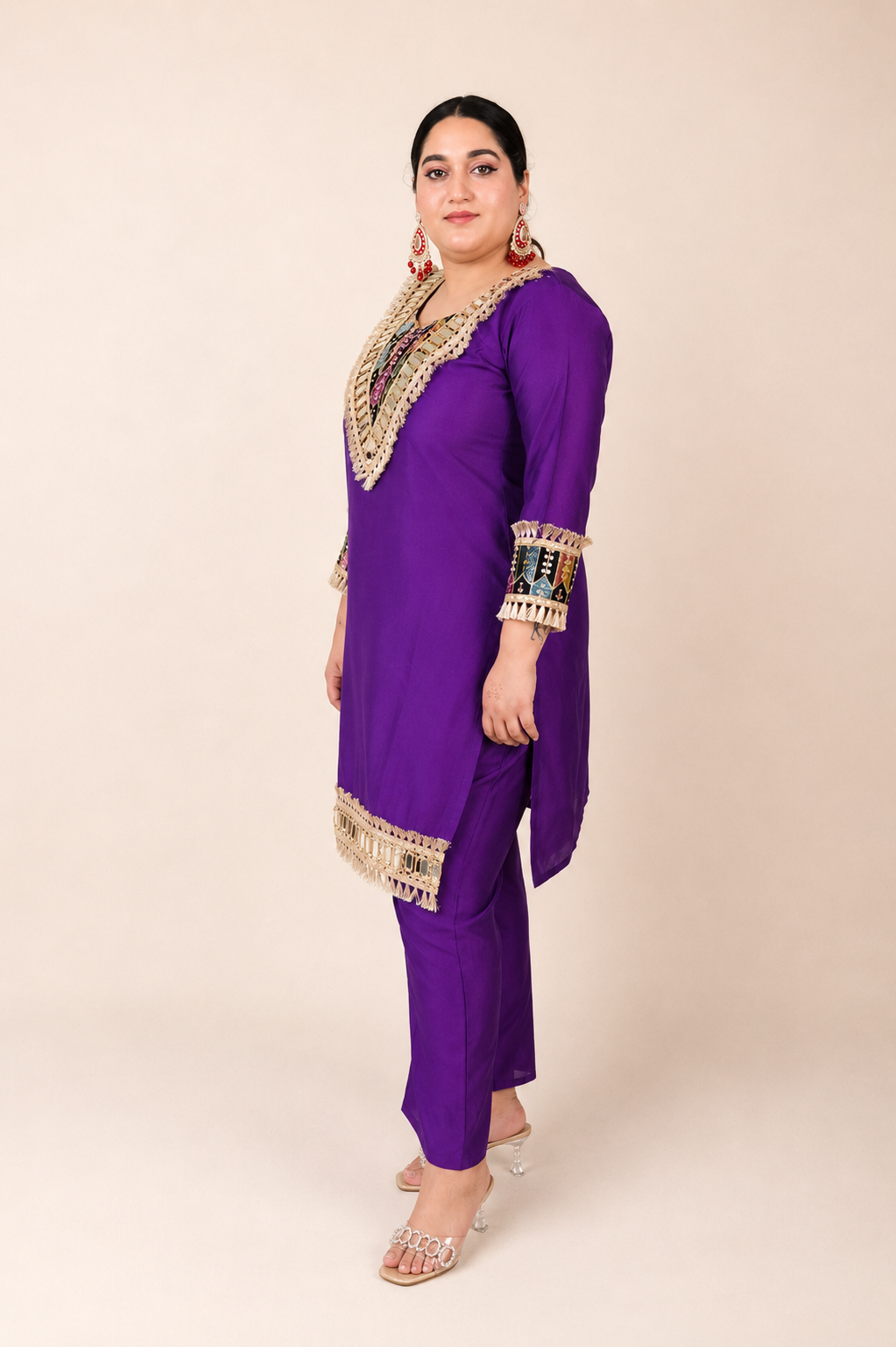 Plus Size Heavy Mirror Work Co-ord Set